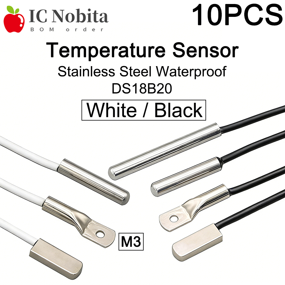 Planted Aquarium Temperature - 10 個 DS18B20 ステンレス鋼防水温度センサー表面 M3 ラグタブデジタル温度計プローブ