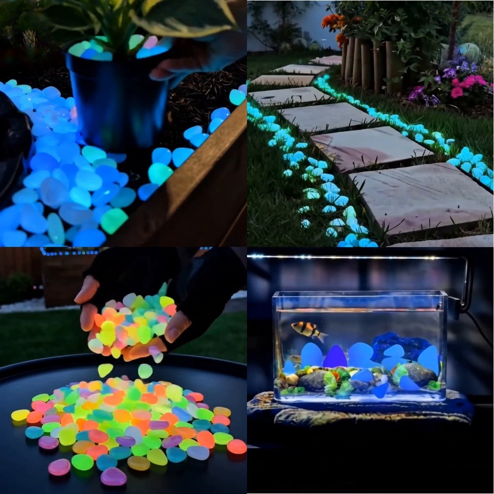 Led Planted Tank Light - カラフルな暗闇で光る発光石、庭石、屋外庭園通路、水槽、鉢植えの装飾用