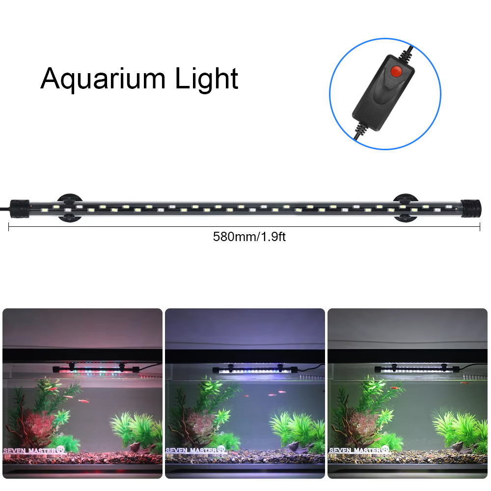 Aquarium Plant Growing - 防水LED水族館植物成長ランプ,水槽ライト,水中水族館ライト,装飾照明,90-260v,5730チップ,58cm