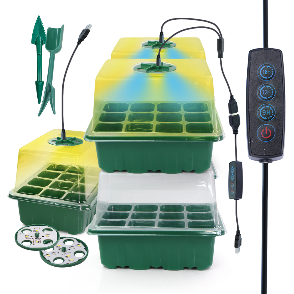 Led Planted Tank Light - LED 保育園ポットと成長ライト植物種子スタータートレイ家庭用温室成長ランプ 12 セル苗箱タイマーキットコントローラ