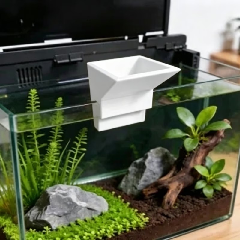 Aquarium Planted Setup - ドリル不要の水槽給水口チャンバー、水流衝撃防止設計、小型水草水槽のレイアウト設置に最適