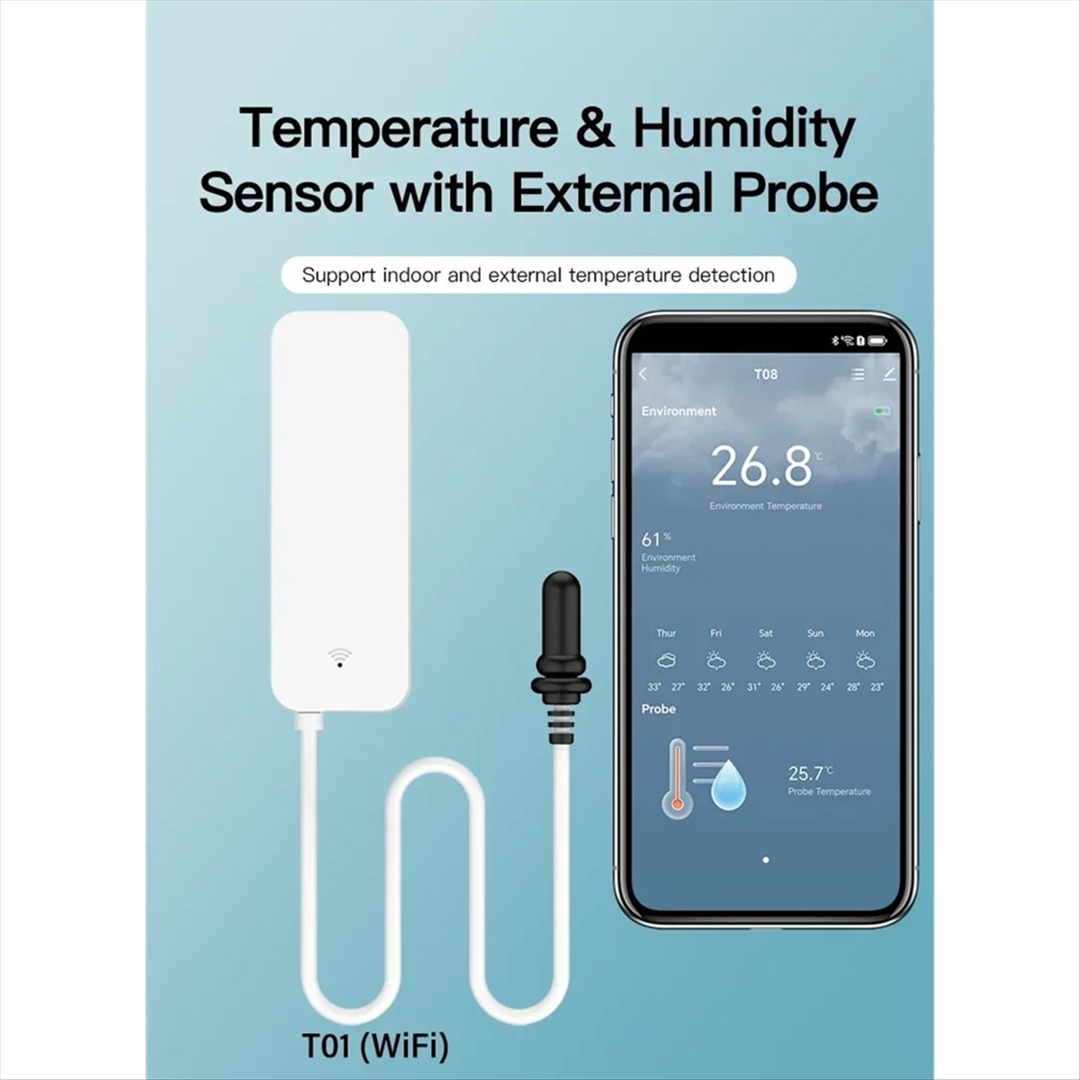 A64I Tuya WiFi 温度湿度センサー 外部プローブ - Planted Aquarium Temperature のレビューと価格