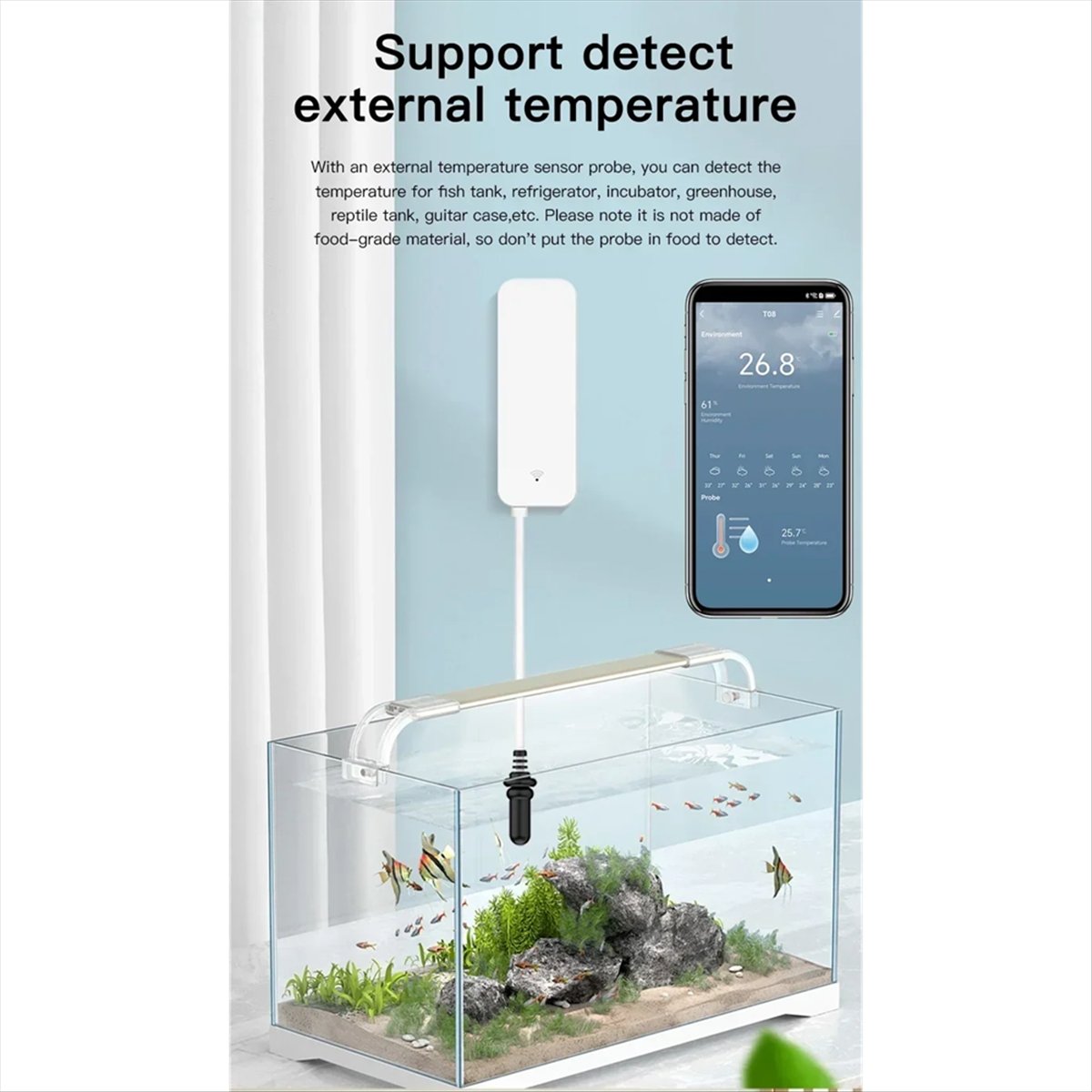 A64I Tuya WiFi 温度湿度センサー 外部プローブ - Planted Aquarium Temperature のレビューと価格