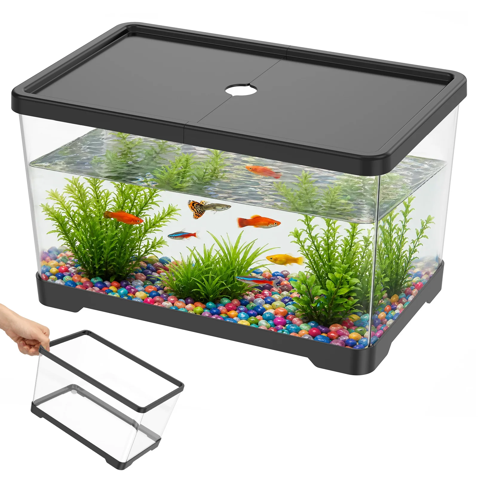 透明な水槽カバー付きデスクトップ長方形水草ペットタンク、オフ - Planted Aquarium Bowl のレビューと価格